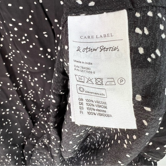 & Other Stories Frilled Ruffle Midi Dress Black White Size 2 - Picture 5 of 11